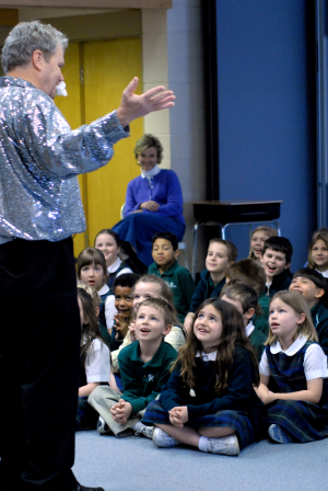 Magician Chaz Misenheimer performs for school audiences of all ages